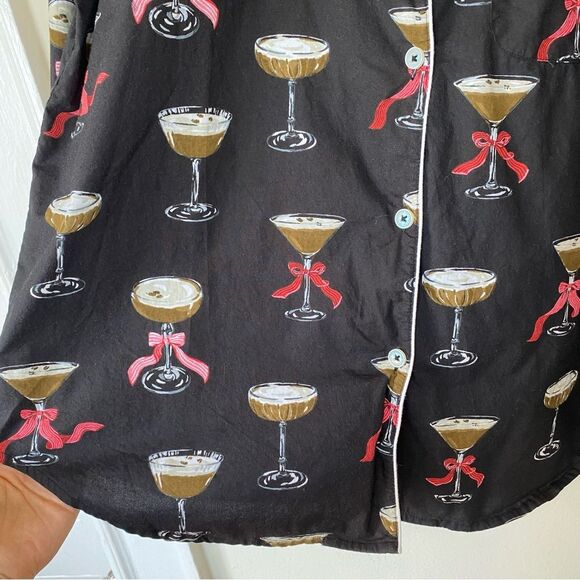 PRINTFRESH & Wine Enthusiast Espresso Martini Cotton Pajama PJ Top Black Medium - Picture 9 of 12